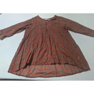 Natural Life Tunic Top Small S/M Floral Boho Lagenlook Gauze Sheer